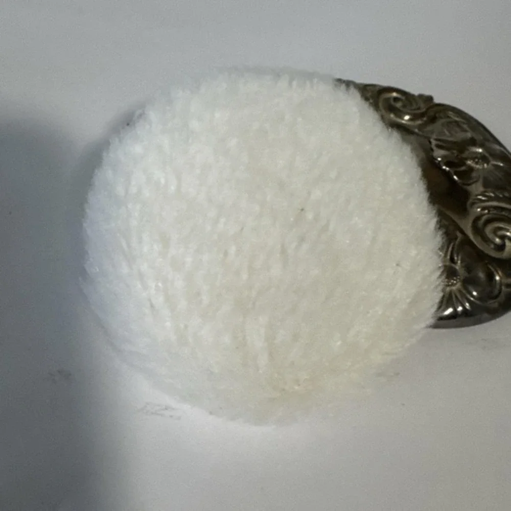 Antique Crystal Glass Powder Dish Art Nouveau Pewter Cover W/Mirror &‎ Brush